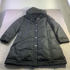 DKNY Donna Karan New York Black Puffer Hooded Knee Length Coat Womens Size L
